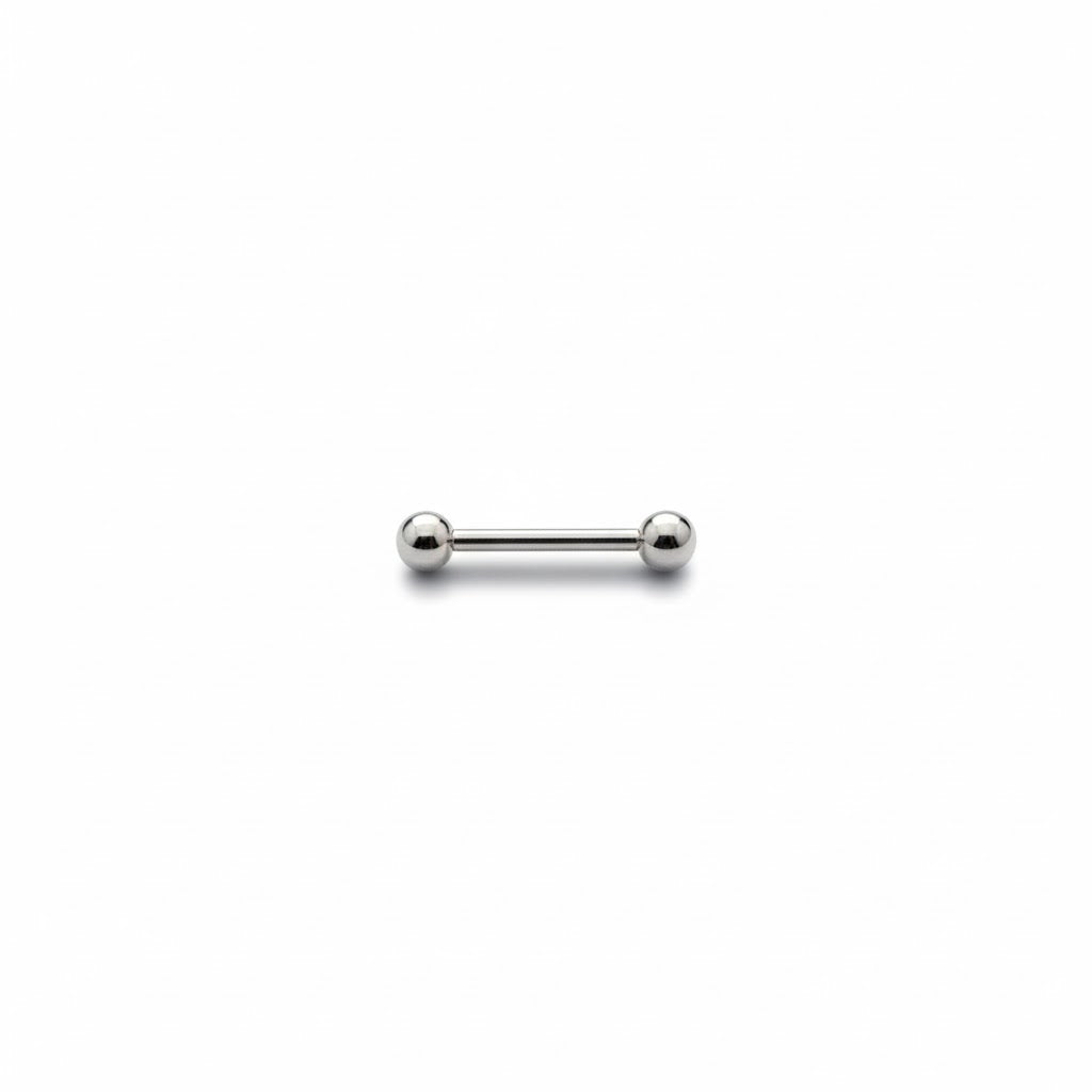 Piercing a barretta dritta (barbell) in titanio, spessore 1.6mm. Gioiello base per lingua, industrial, bridge o nipple.