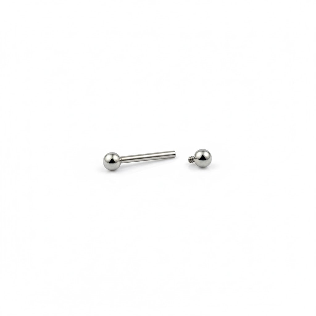 Piercing a barretta dritta (barbell) in titanio, spessore 1.6mm. Gioiello base per lingua, industrial, bridge o nipple.