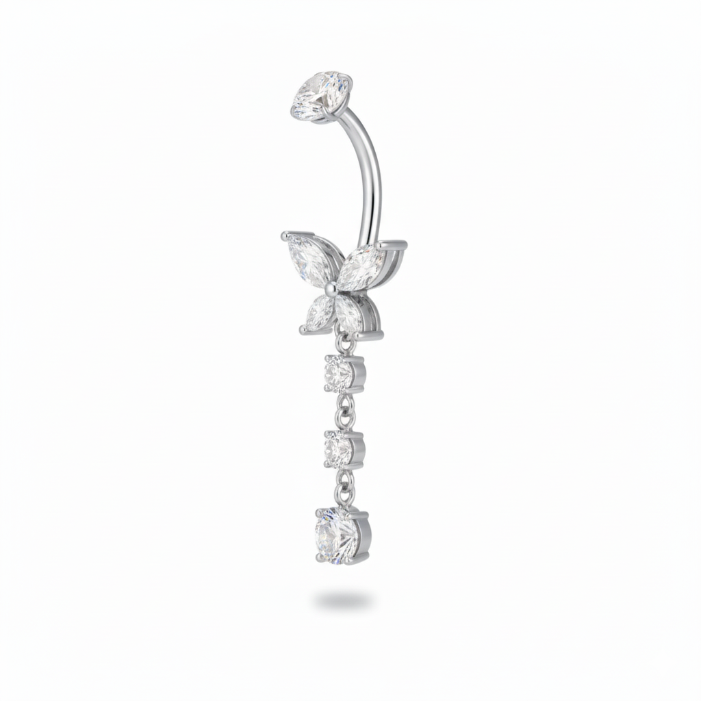 Piercing a forma di farfalla in a titanio e zirconi