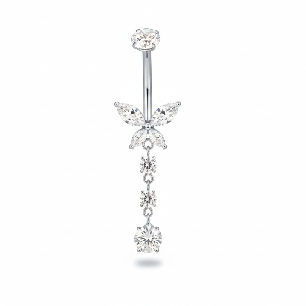 Piercing a forma di farfalla in a titanio e zirconi