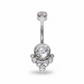 Piercing Ombelico (Navel) Cluster in titanio, gioiello curvo con zirconi per un look brillante