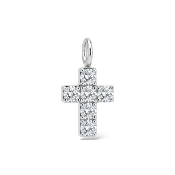 Charm pendente "Bling Charm" in titanio con cristalli incastonati a pavé. Gioiello da piercing per abbellire cerchietti/anelli, per orecchio come helix, lobo o rook oppure su navel. Finitura brillante.