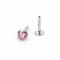 Set Piercing Monogemma Crystal Threadless titanio, disponibile in Rosa e Bianco nelle misure 3mm e 4mm
