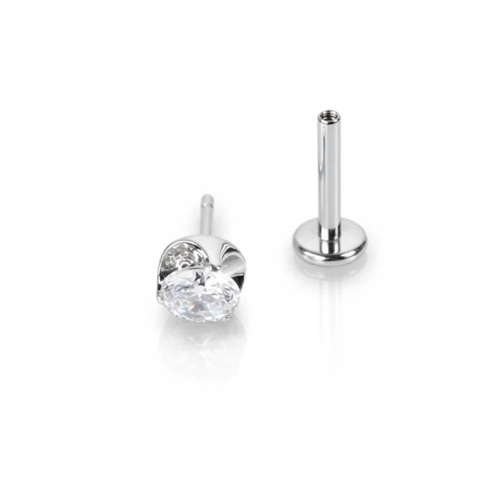 Set Piercing Monogemma Crystal Threadless titanio, disponibile in Rosa e Bianco nelle misure 3mm e 4mm