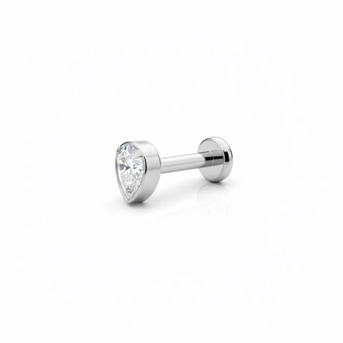 Gioiello Piercing Titanio Threadless con Zircone a taglio Goccia, massima brillantezza