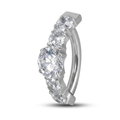 Piercing ombelico in titanio ASTM F136 con elegante fila di zirconi ovali ad alta brillantezza. Ipoallergenico, resistente e perfetto per valorizzare il tuo look con un tocco di luce.