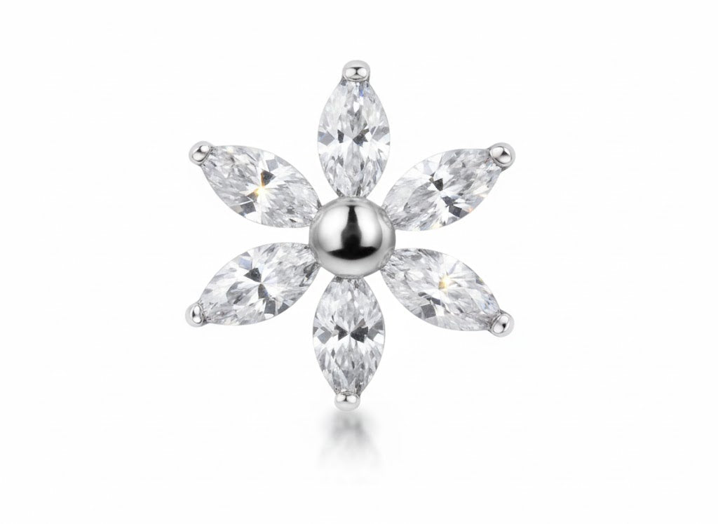 Piercing titanio Daisy Flower a margherita, gioiello ipoallergenico