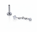 Piercing Orecchio Pendente Catenella (Dot Chain) in titanio, due brillantini (zirconi)