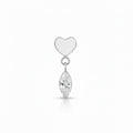 Piercing titanio Heart Drop cuore e goccia con brillantino, gioiello pendente anallergico.