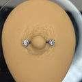 Piercing per capezzolo Heart Nipple in titanio, con due pietre a forma di cuore, chiusura Threadless.