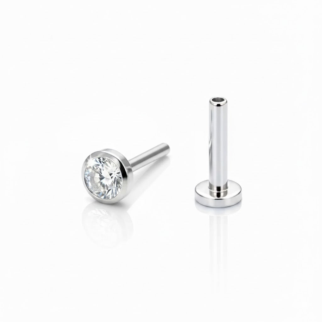 top piercing titanio ASTM F136 zircone singolo threadless