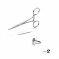 Kit SOS professionale completo per piercing: Labret Threadless, Taper, dischetti silicone anti-bump e pinze professionali