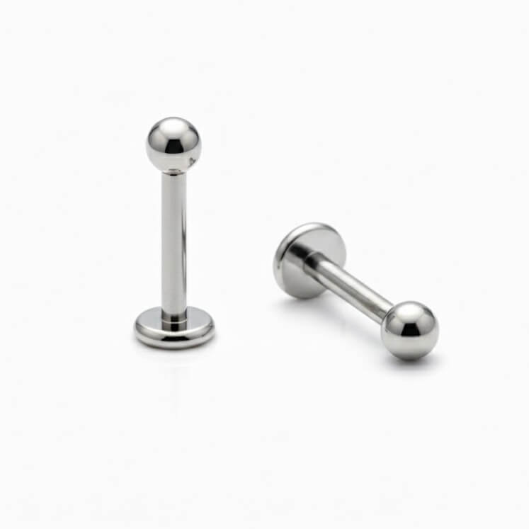 Labret in titanio a filettatura interna. Barra per piercing ipoallergenica per helix, trago o labbro.