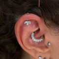 cluster cristalli taglio marquise laterale titanio piercing elegante e minimal