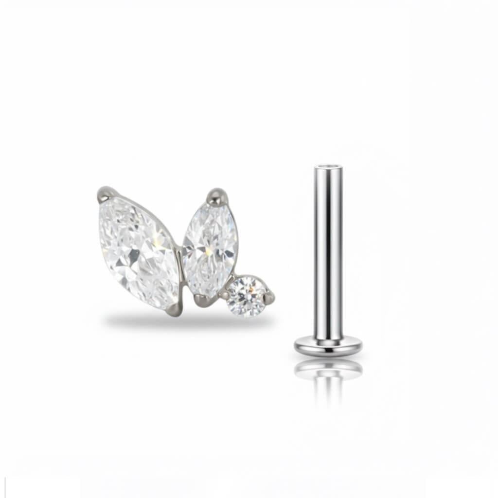 Gioiello per piercing "Little Sunrise" in titanio di grado implantare, design a forma di sole nascente (o ventaglio radiante)