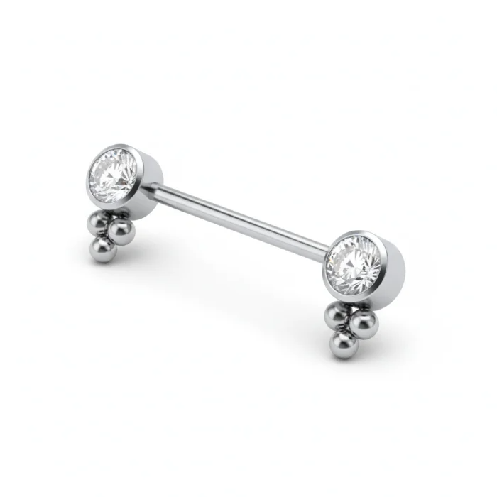 Piercing Nipple Titanio Bilanciere con design "Lovely", gioiello decorativo elegante per capezzolo