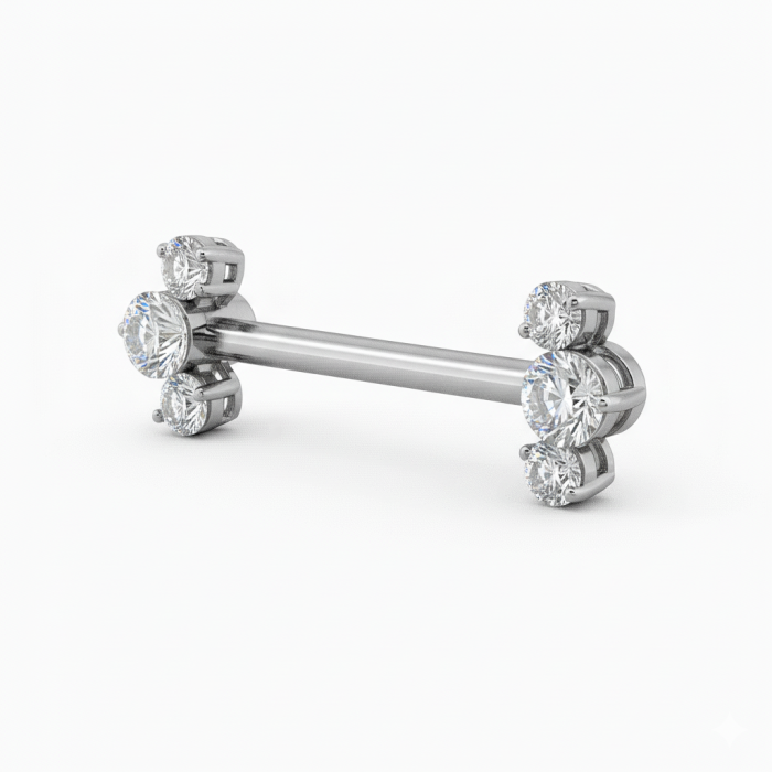 Piercing Nipple Titanio Bilanciere con Mini Cluster di Zirconi (Mini Power), discreto e brillante