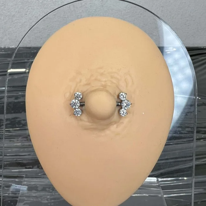 Piercing Nipple Titanio Bilanciere con Mini Cluster di Zirconi (Mini Power), discreto e brillante