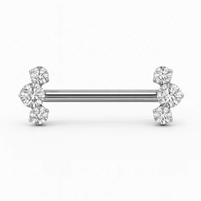 Piercing Nipple Titanio Bilanciere con Mini Cluster di Zirconi (Mini Power), discreto e brillante