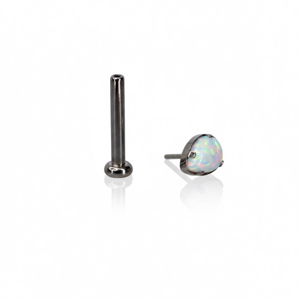 top piercing titanio con opale sintetico forma goccia