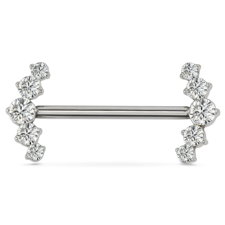 Piercing Nipple Titanio Bilanciere con Power Cluster di Zirconi, gioiello impattante e brillante