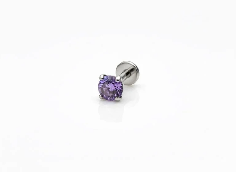 Piercing  in titanio con Zircone Oversize colore Viola