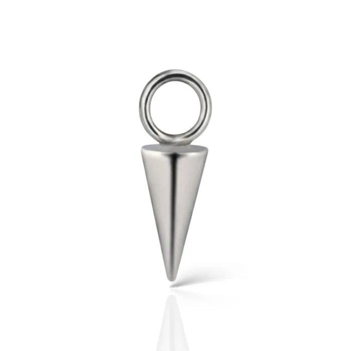 Charm pendente a punta/cono (Spike Charm) in titanio. Accessorio per cerchietti da piercing, stile punk/rock.