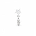 Piercing titanio Star Drop a stella e goccia con brillantino, gioiello pendente ipoallergenico.