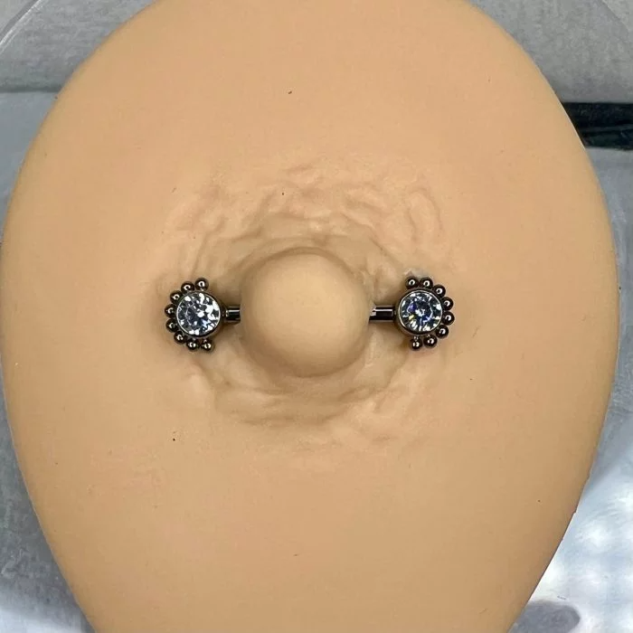 Gioiello Nipple Barbell Titanio con decorazione a Raggi Luminosi (Sunny), piercing per capezzolo