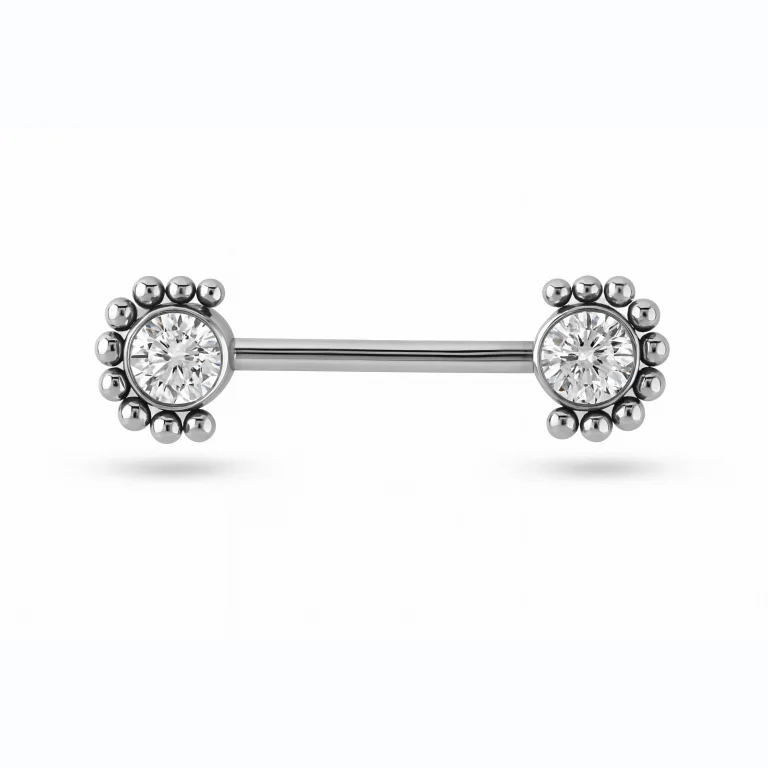 Gioiello Nipple Barbell Titanio con decorazione a Raggi Luminosi (Sunny), piercing per capezzolo