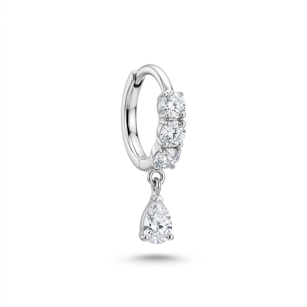 piercing titanio ASTM F136, anello con zirconi, piercing con pietre bianche, anello piercing titanio, piercing helix, piercing conch, gioielli per piercing in titanio.
