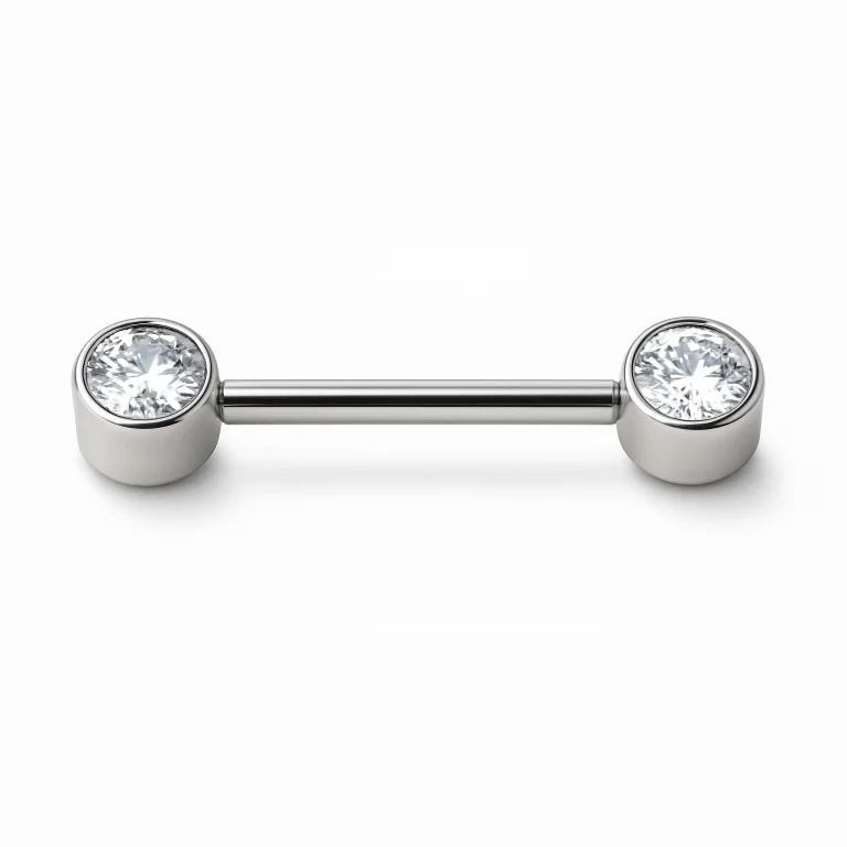 Piercing Nipple Bilanciere Titanio con due Punti Brillanti (White Dot) Threadless, ipoallergenico