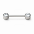 Piercing Nipple Bilanciere Titanio con due Punti Brillanti (White Dot) Threadless, ipoallergenico