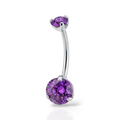 Piercing da ombelico Aurora Navel in titanio – barra curva con gemma colorata effetto aurora, ipoallergenico e confortevole.
