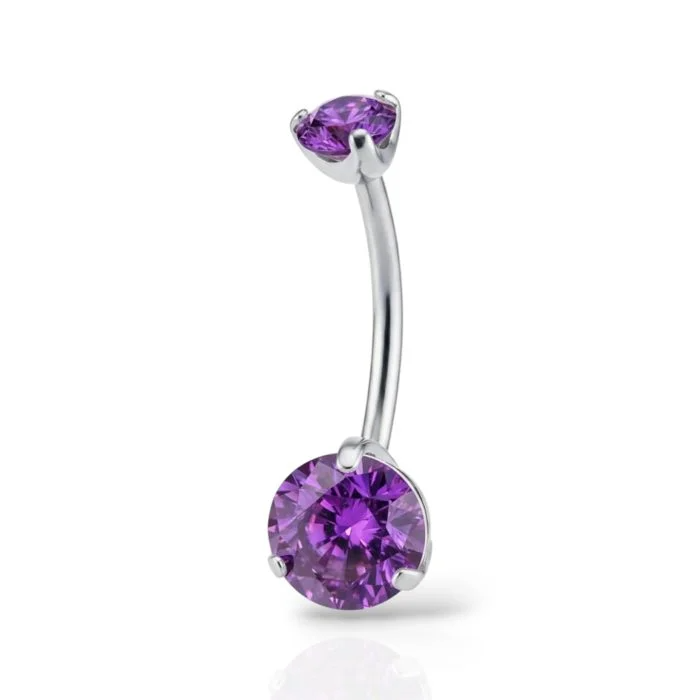 Piercing da ombelico Aurora Navel in titanio – barra curva con gemma colorata effetto aurora, ipoallergenico e confortevole.