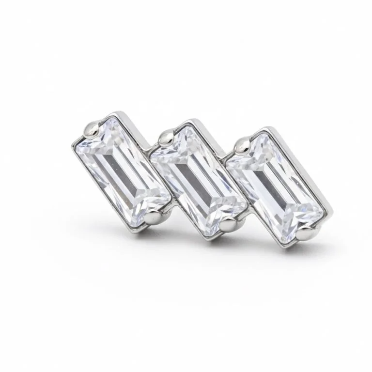 Piercing in titanio Baguette Threadless con cristallo lineare, stile minimal e raffinato