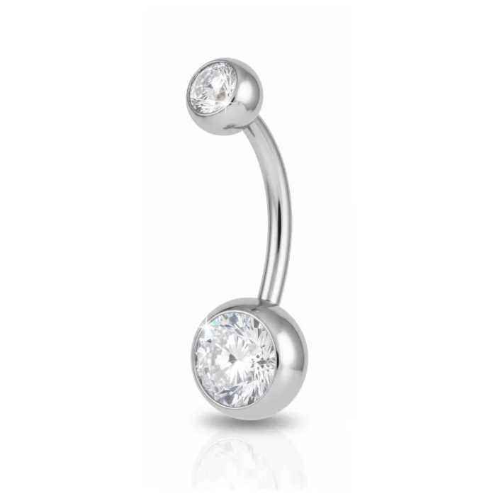 Piercing Bling Navel in titanio – barra curva per ombelico con gemme brillanti, ipoallergenico e resistente per un look luminoso.