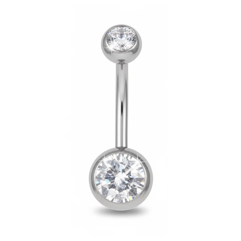 Piercing Bling Navel in titanio – barra curva per ombelico con gemme brillanti, ipoallergenico e resistente per un look luminoso.