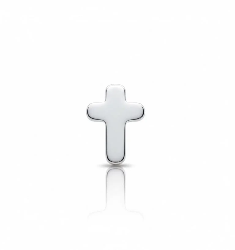 Top piercing a forma di croce (Cross) con sistema threadless (a pressione). Gioiello in titanio di grado implantare ASTM F136.