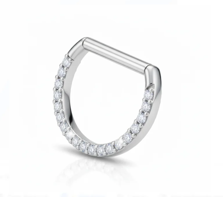D Shiny Septum in titanio – piercing per setto nasale luminoso e raffinato, ideale per uno stile sobrio e contemporaneo.