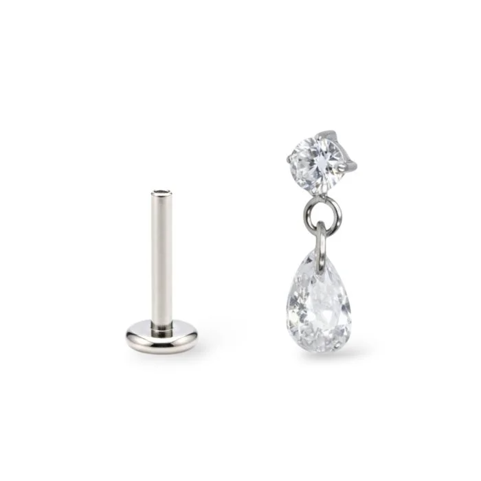 Piercing in titanio Dot Drop con design minimal a goccia elegante