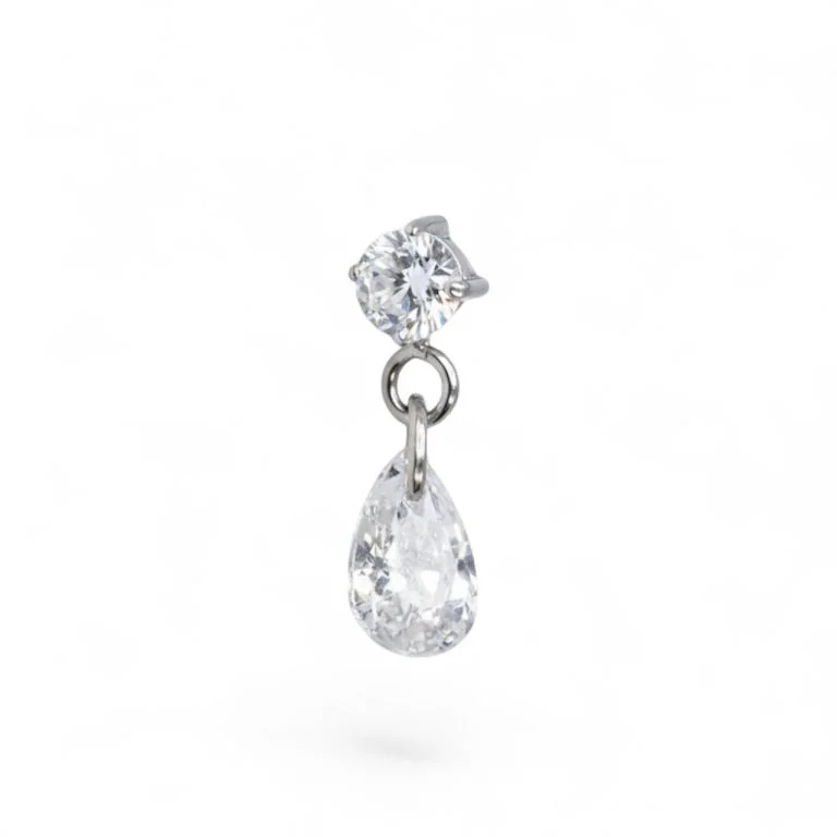 Piercing in titanio Dot Drop con design minimal a goccia elegante
