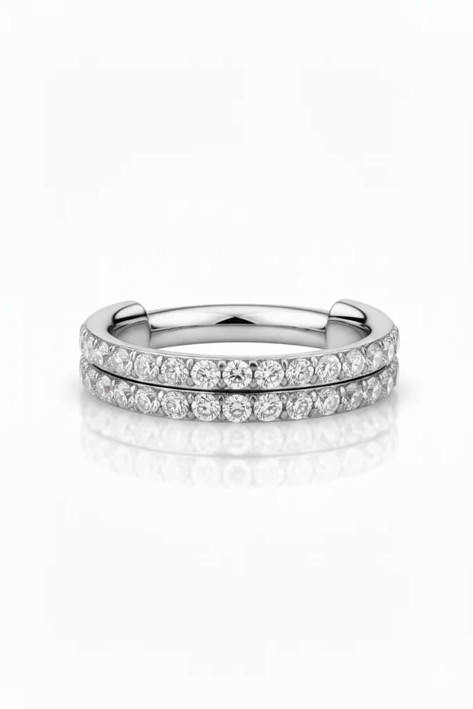 Anello in titanio doppio cerchio – design contemporaneo a due cerchi intrecciati, in puro titanio ipoallergenico, perfetto come gioiello minimalista da uomo o da donna