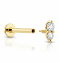 Piercing Double Dot in oro, doppio punto luminoso minimal, gioiello elegante per lobo, helix o trago.