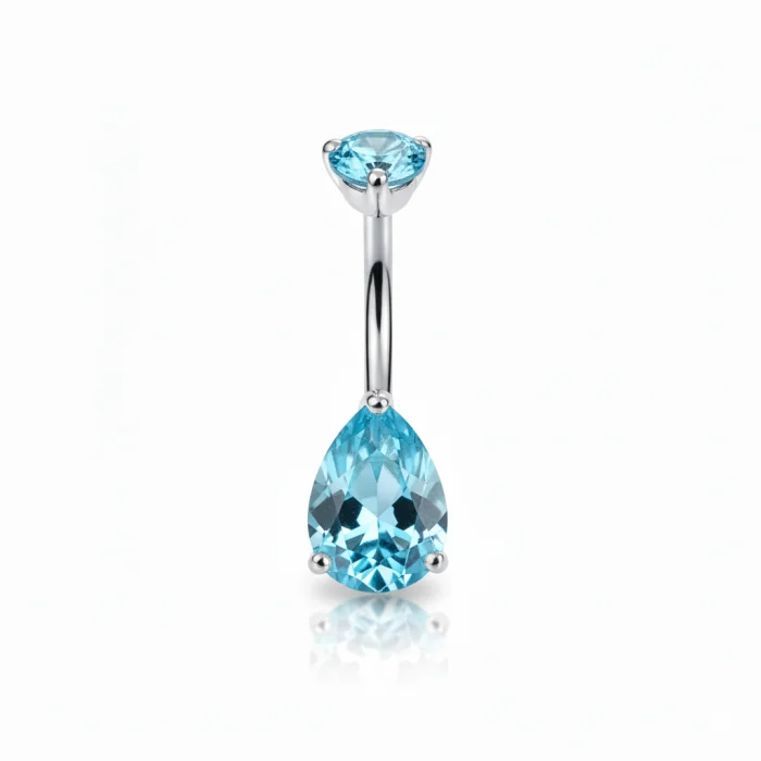 Piercing all’ombelico Gem Navel in titanio lucido con pietra luminosa – accessorio di alta qualità, perfetto per uno stile raffinato e sicuro sulla pelle.