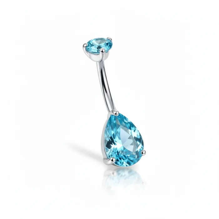 Piercing all’ombelico Gem Navel in titanio lucido con pietra luminosa – accessorio di alta qualità, perfetto per uno stile raffinato e sicuro sulla pelle.