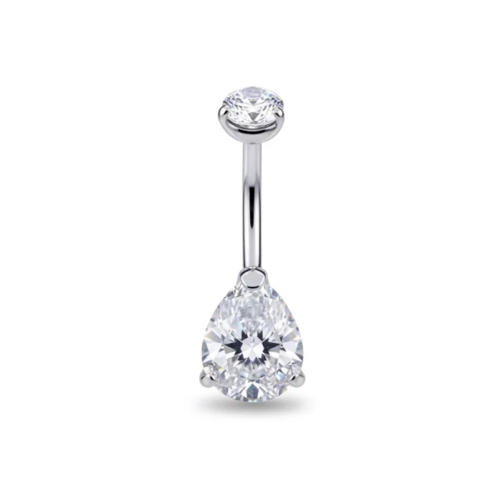 Piercing Gem Navel in titanio con brillante gemma incastonata – gioiello ipoallergenico per ombelico dal design elegante e resistente.