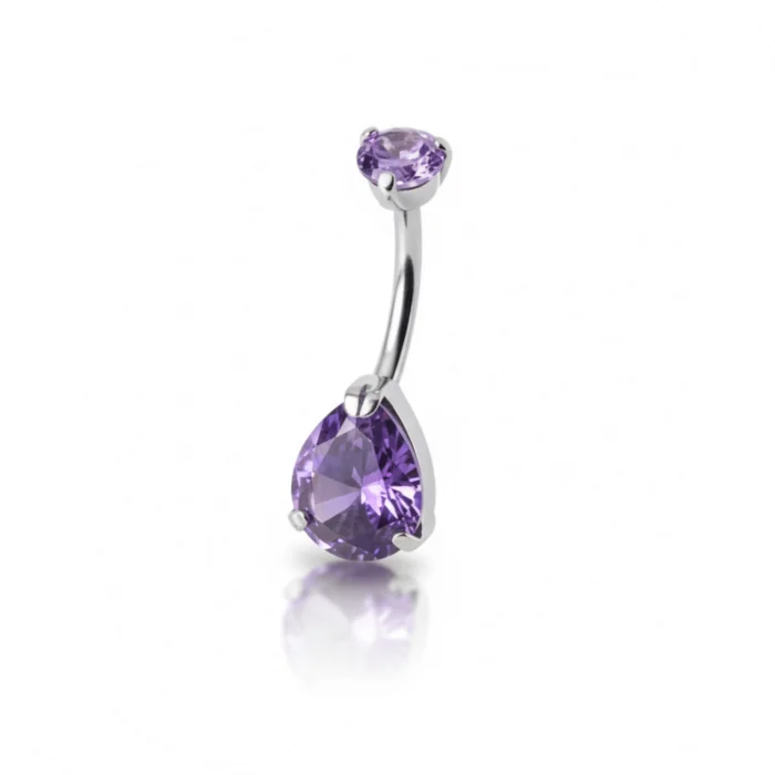 Piercing all’ombelico Gem Navel in titanio lucido con pietra luminosa – accessorio di alta qualità, perfetto per uno stile raffinato e sicuro sulla pelle.
