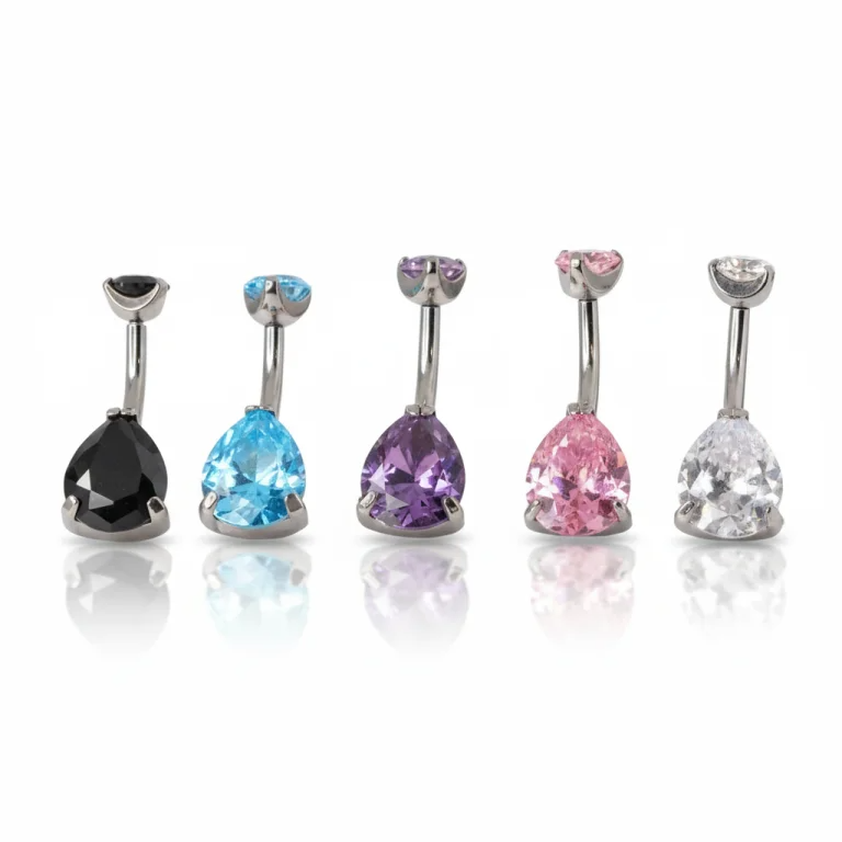 Piercing Gem Navel in titanio con brillante gemma incastonata – gioiello ipoallergenico per ombelico dal design elegante e resistente.