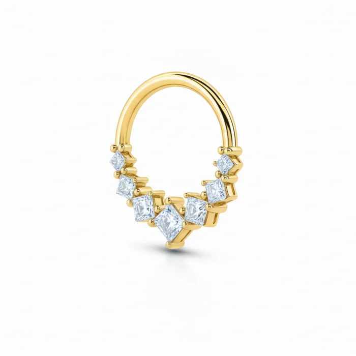 Il design Gold Diamond, impreziosito da diamanti scintillanti, esalta la luminosità naturale del viso e aggiunge un tocco di lusso e raffinatezza al tuo stile.
Grazie alla struttura resistente e confortevole, il piercing garantisce durabilità, brillantezza e comfort nel tempo, mantenendo intatta la sua bellezza originale.
